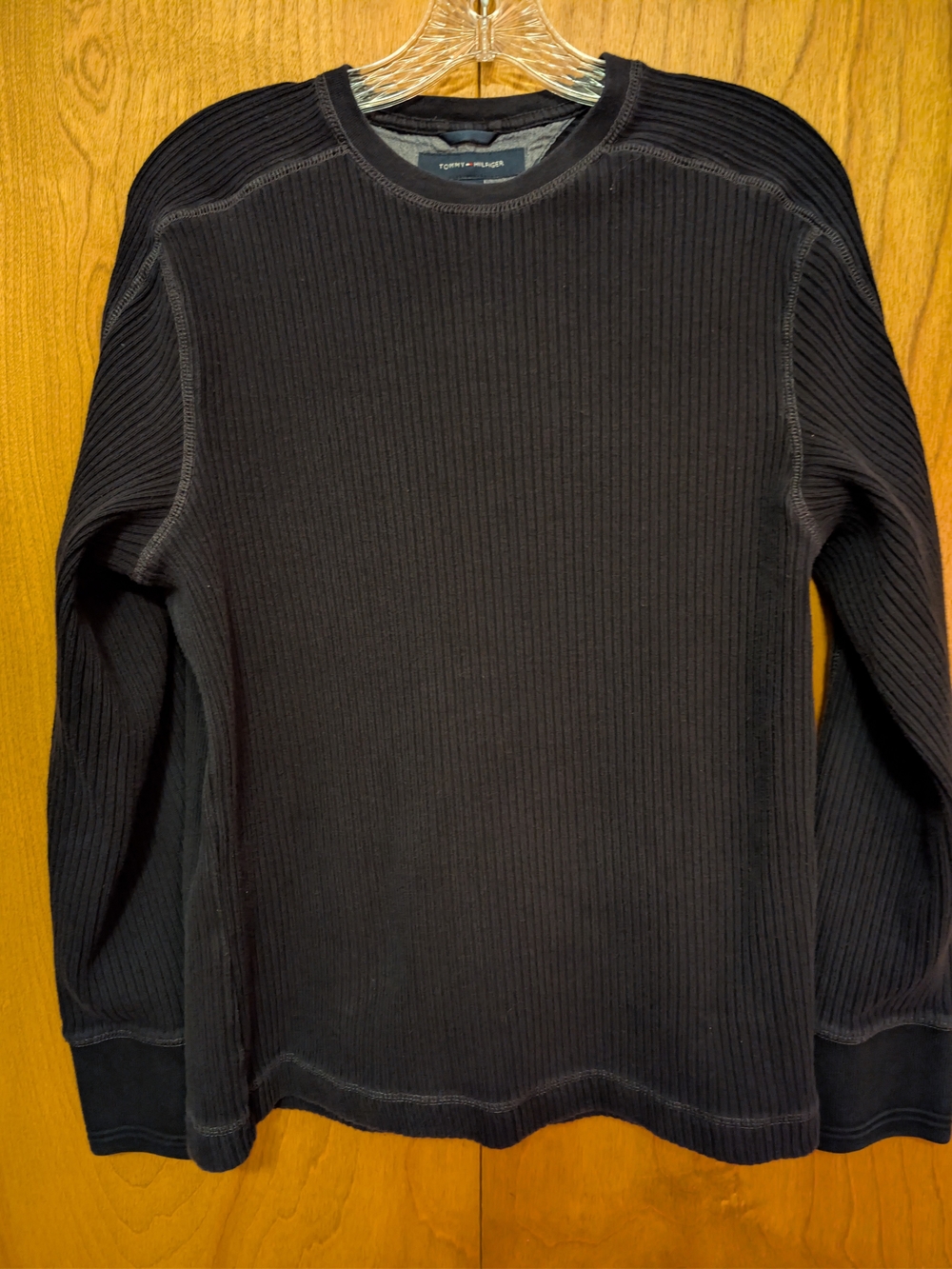 Tommy Hilfiger Men's Black Ribbed Crewneck Sweater